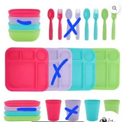 Set de platos, cubiertos y vasos para niños