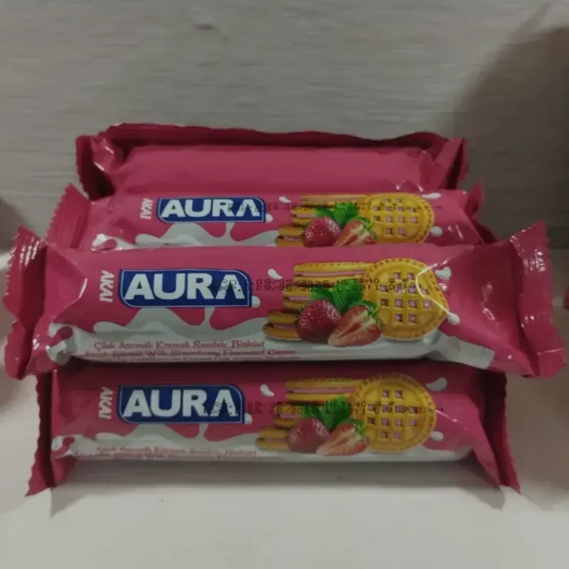 Galleticas Aura Con Relleno de Crema de Fresa