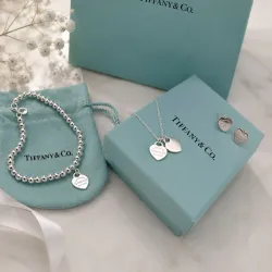 Conjunto de corazón plateado