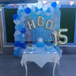 Decoración de quinceañera en azul