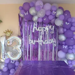 Decoración Sencilla Morada y plateada