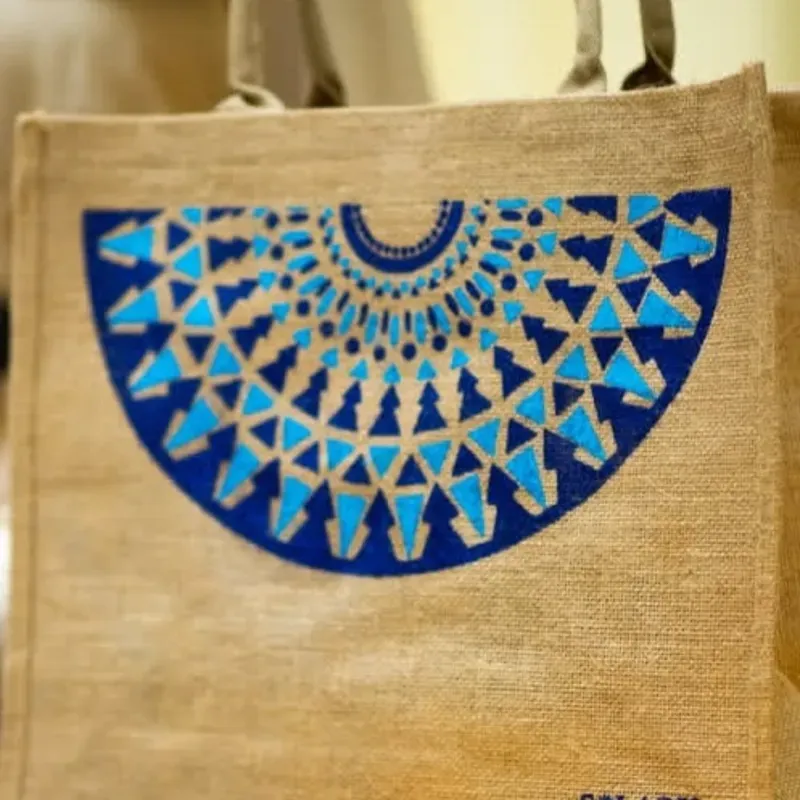 Bolso de yute abanico azul