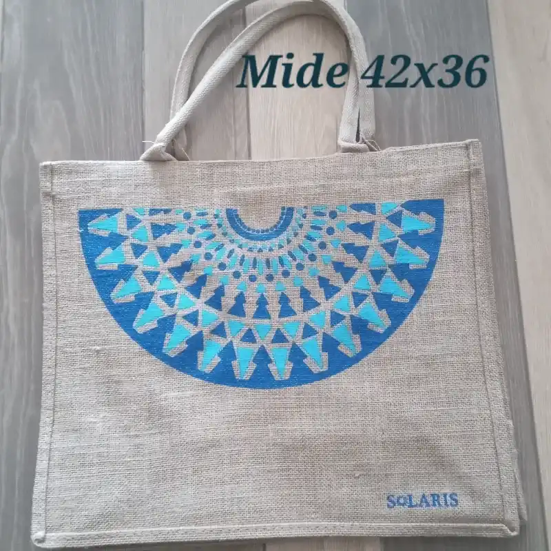 Bolso de yute abanico azul