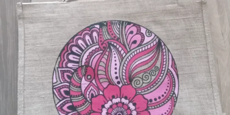 Bolso de yute arabesco rosado