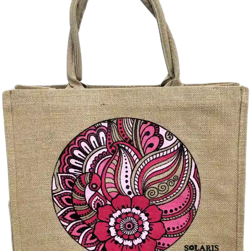 Bolso de yute arabesco rosado