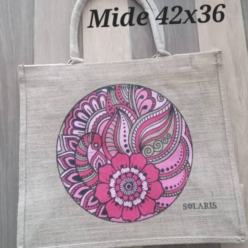 Bolso de yute arabesco rosado