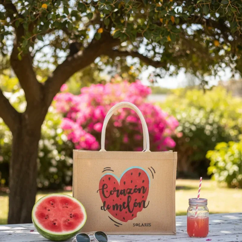 Bolso de yute corazon de melón