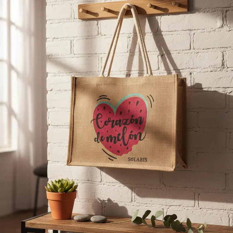 Bolso de yute corazon de melón