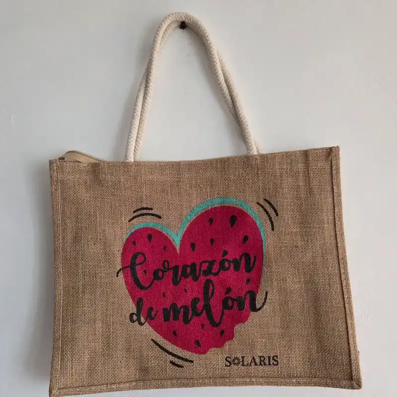 Bolso de yute corazon de melón