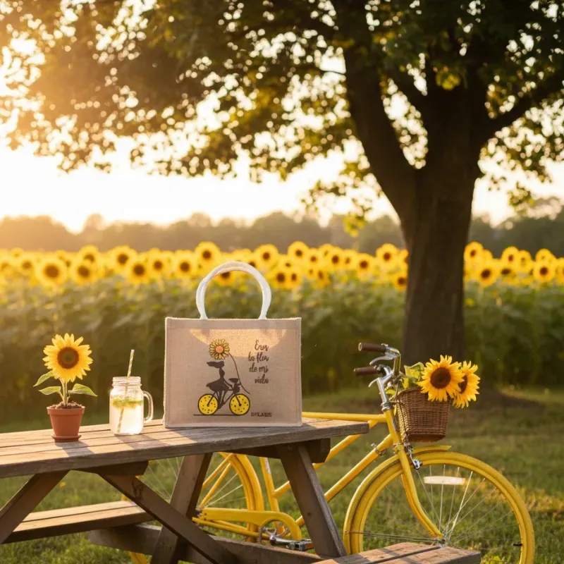 Bolso de yute flor de mi vida