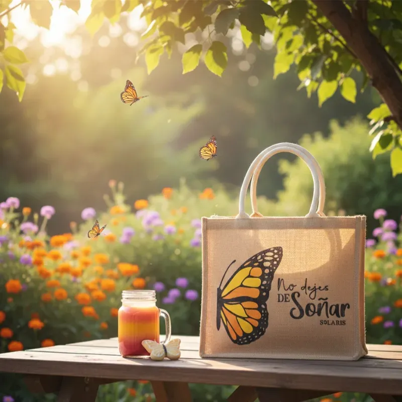 Bolso de yute mariposa