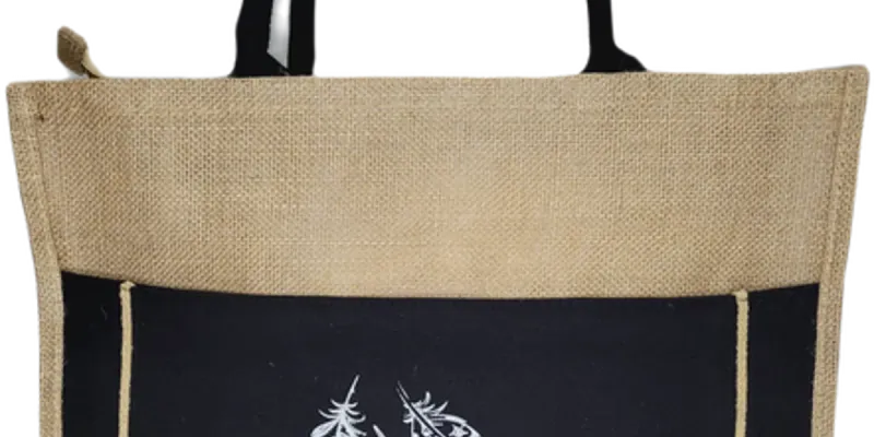 Bolso de yute plumas