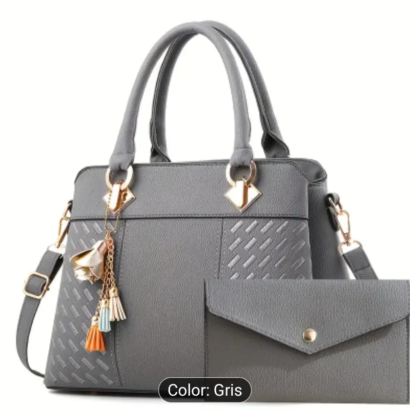 Bolso  elegante doble asa con adorno