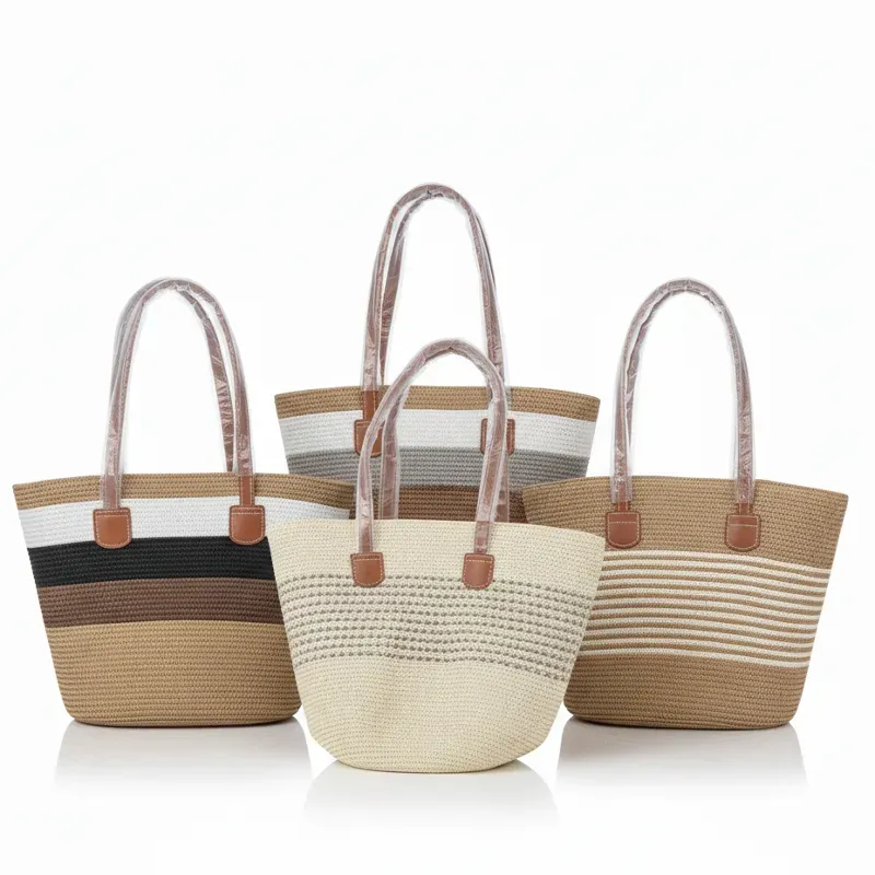 Bolso paja lineas