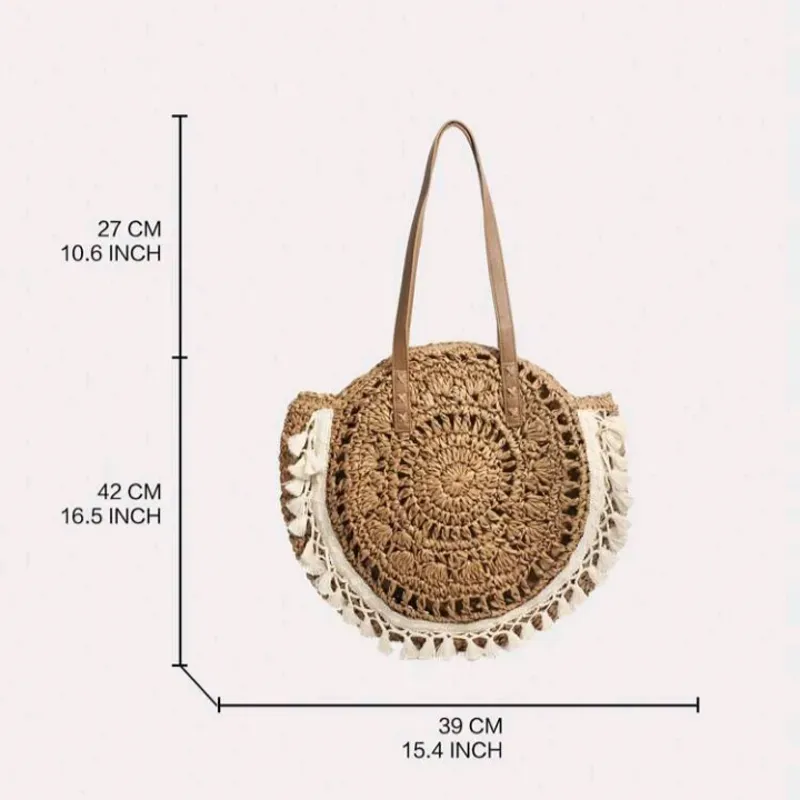 Bolso paja sintética redondo