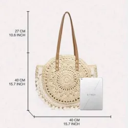 Bolso paja sintética redondo