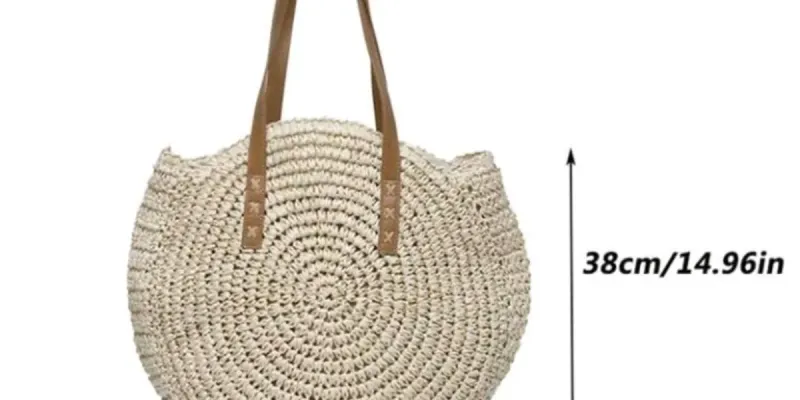 Bolso paja sintética redondo