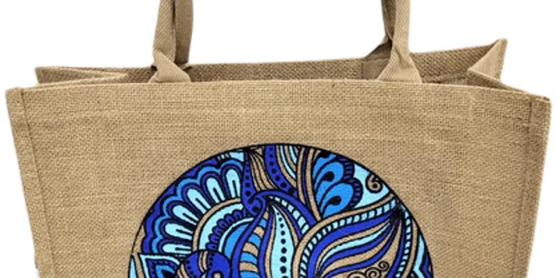 Bolsode yute arabesco azul
