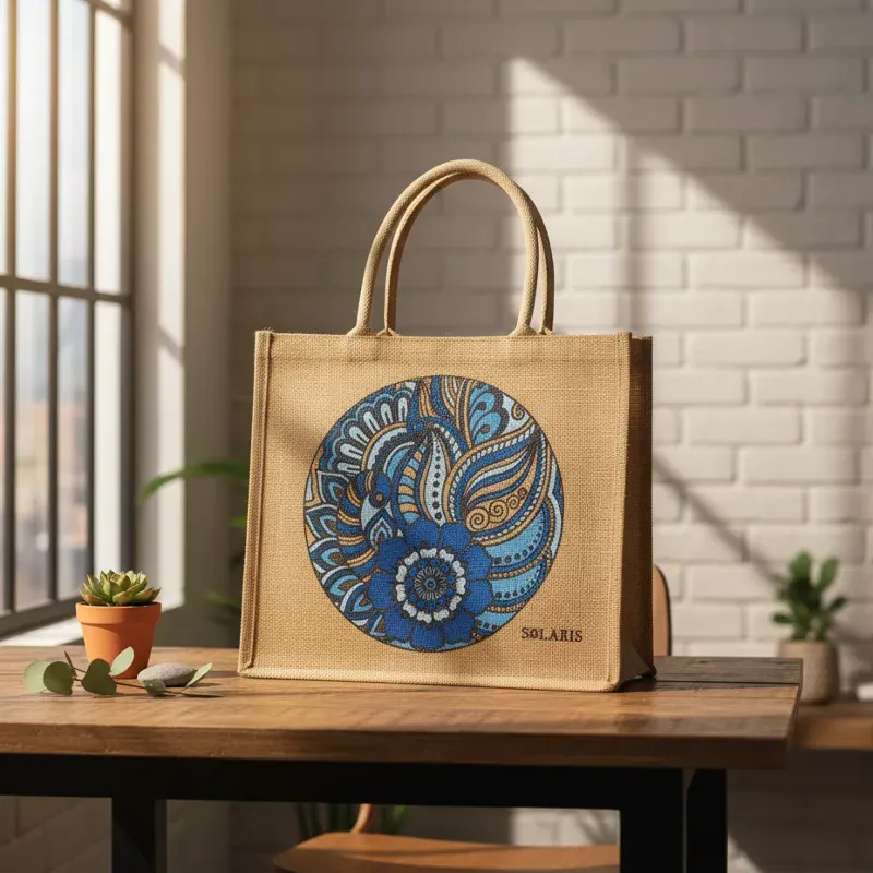 Bolsode yute arabesco azul