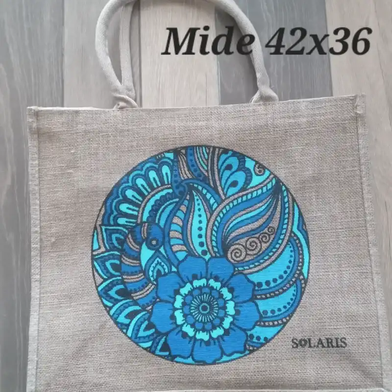 Bolsode yute arabesco azul