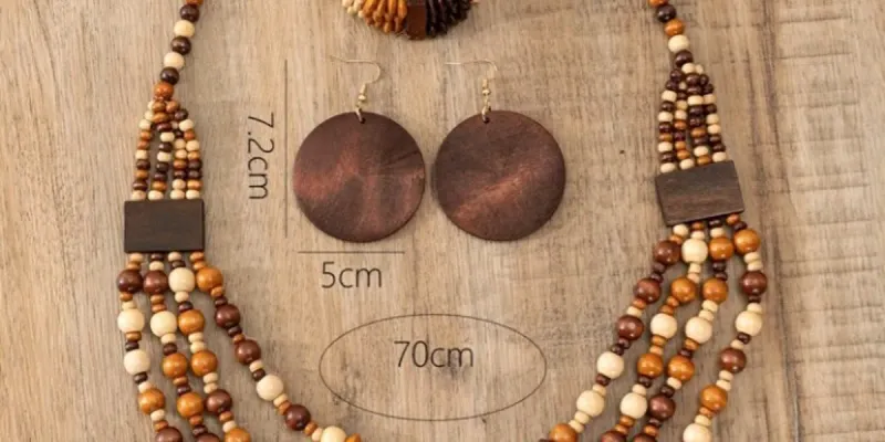 Conjunto de collar de madera