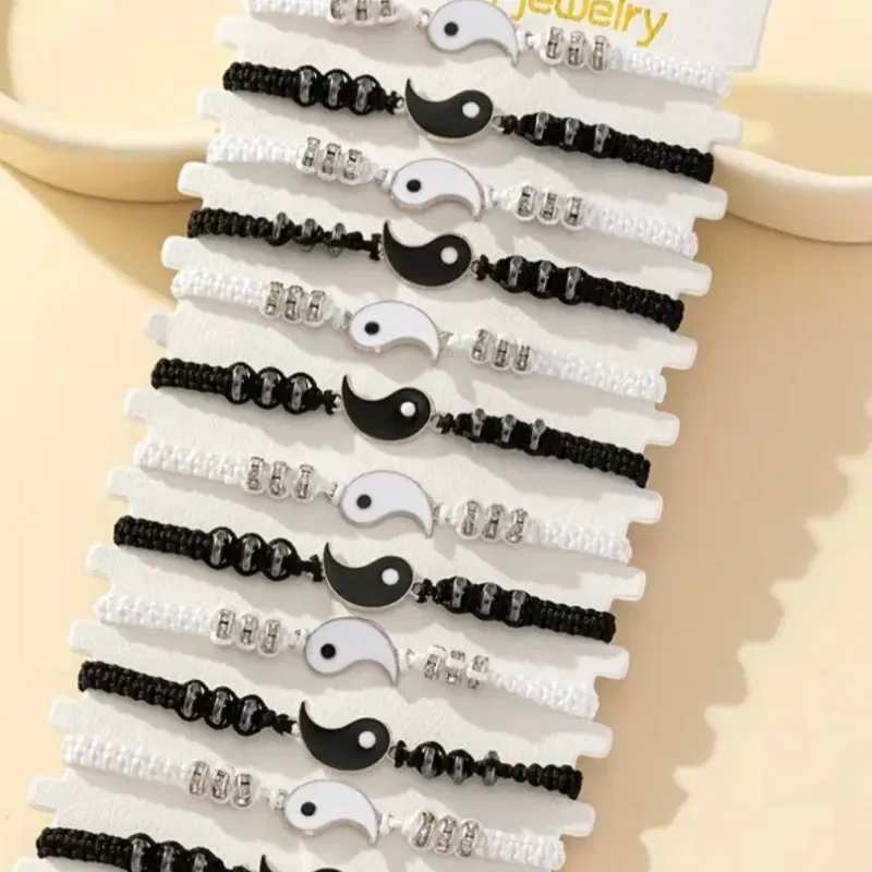 Pareja de pulsera tejida ying yang