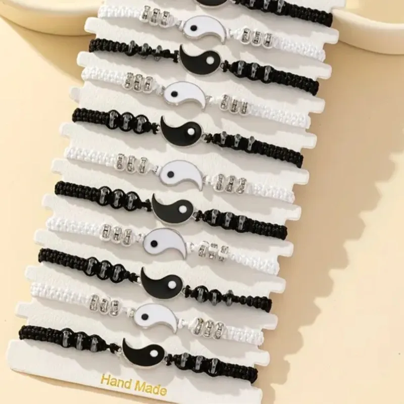 Pareja de pulsera tejida ying yang