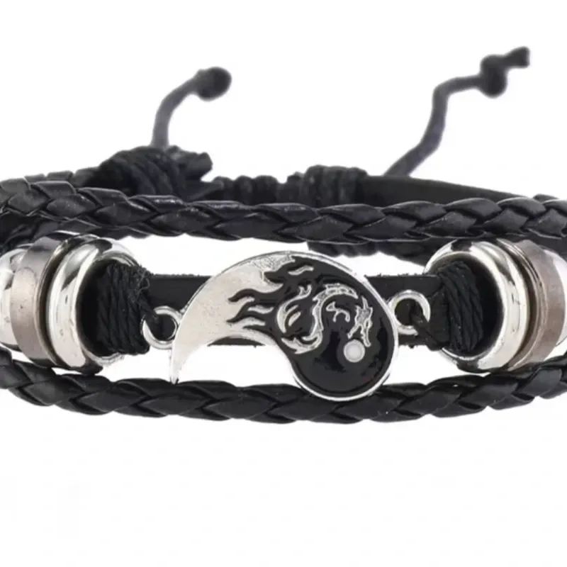 Pulseras de cuero ying yang