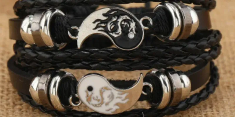 Pulseras de cuero ying yang