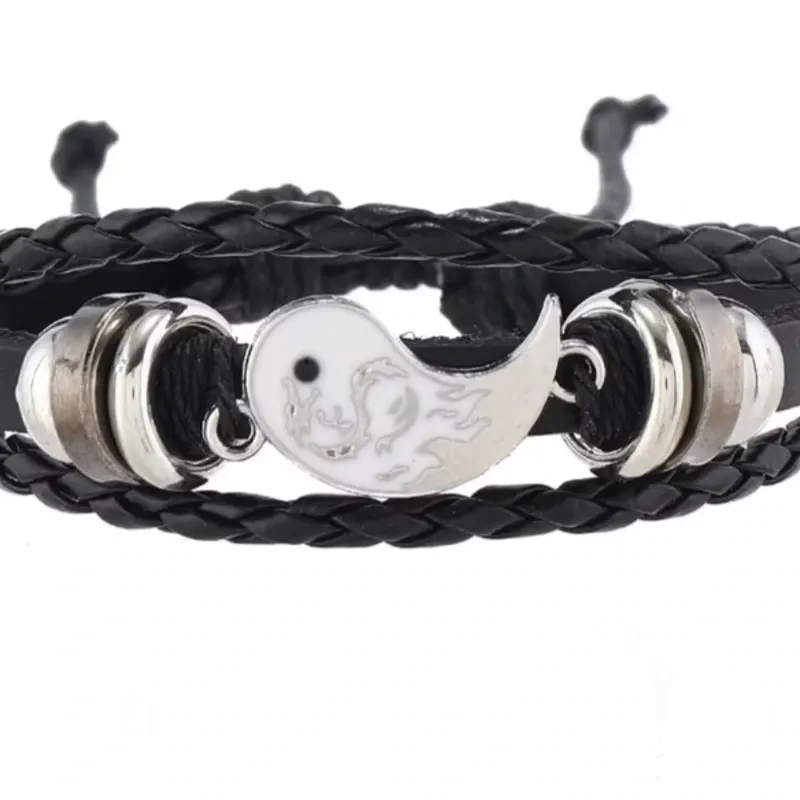 Pulseras de cuero ying yang