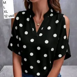 Blusa Negra bolas Blancas
