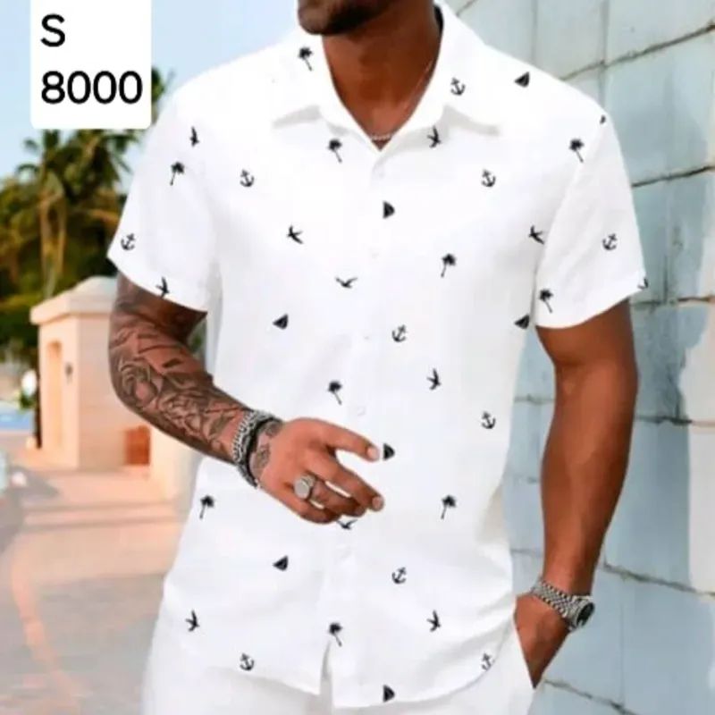 Camisa blanca estampada 