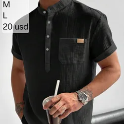 Camisa Negra cuello chino