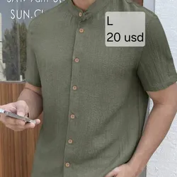Camisa Verde cuello chino