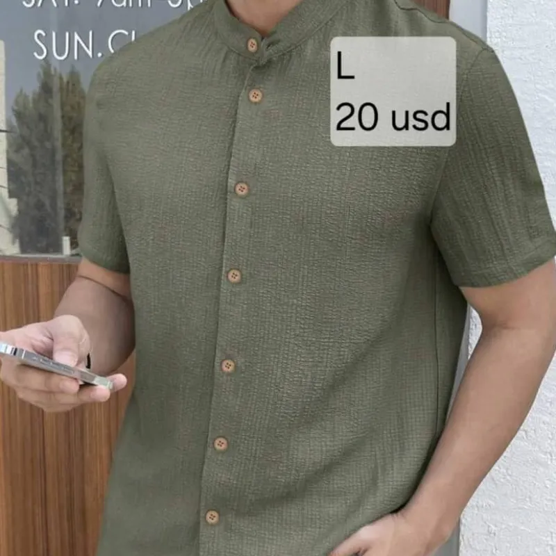Camisa Verde cuello chino