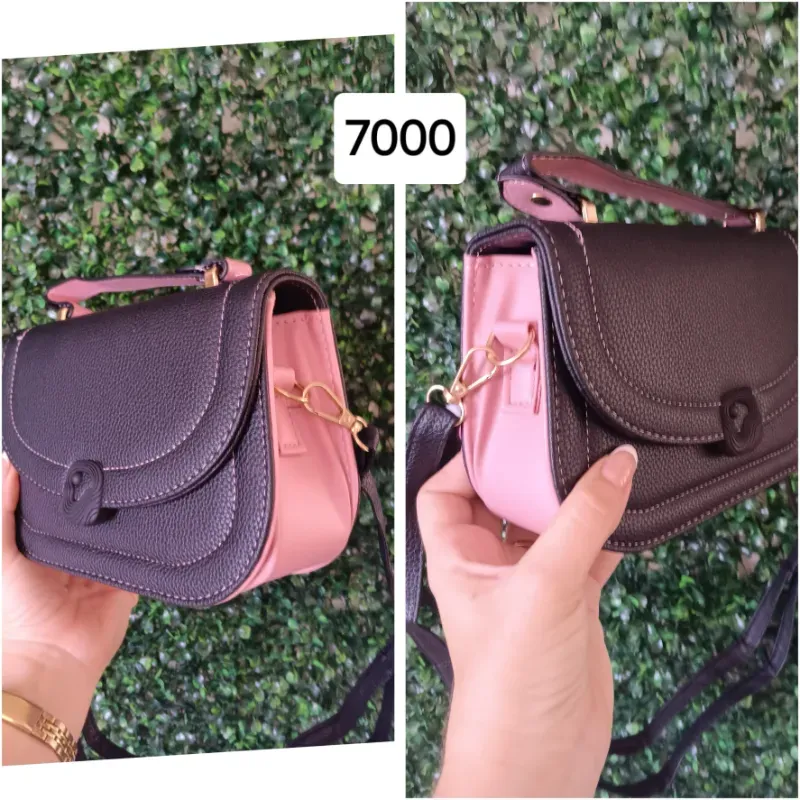 Cartera negra y rosa