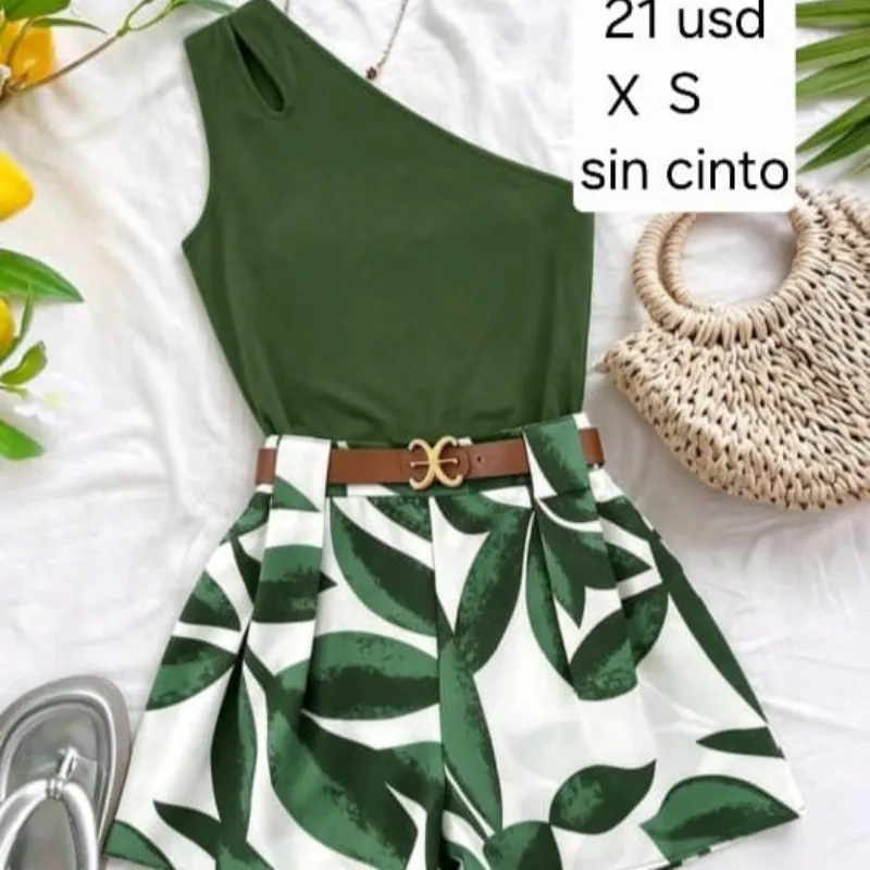 Conjunto estampado de hojas