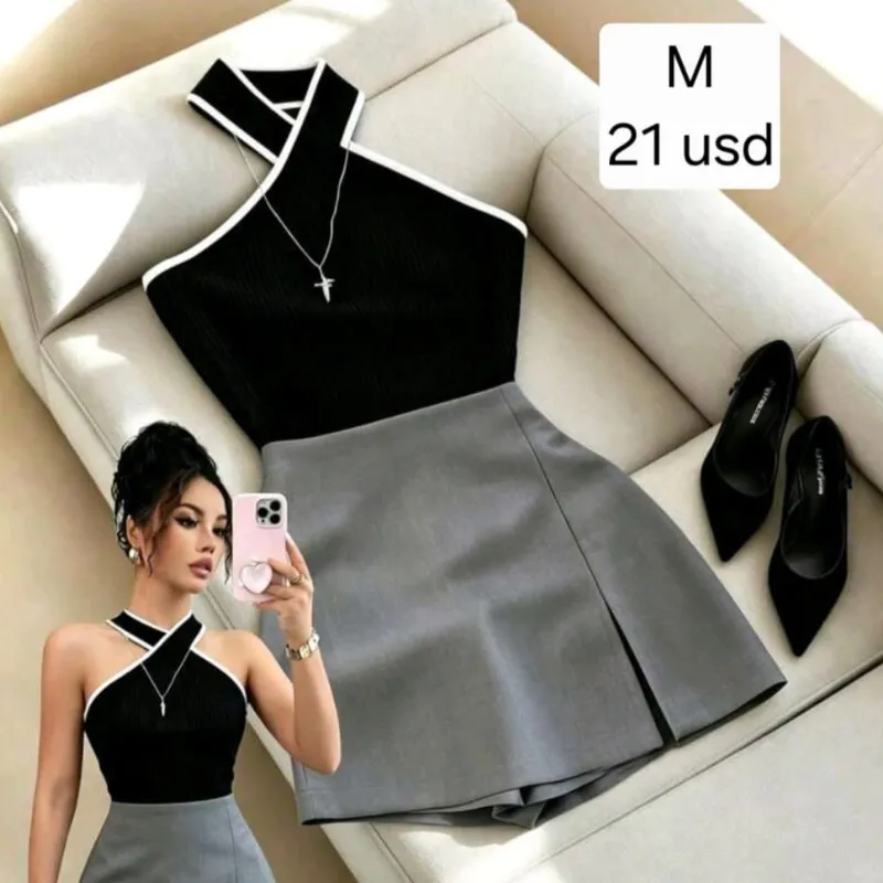 Conjunto falda short negro