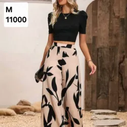 Conjunto negro y estampado