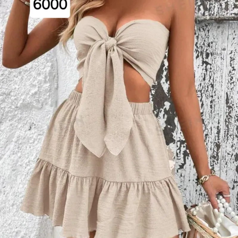 Juego de falda beige 