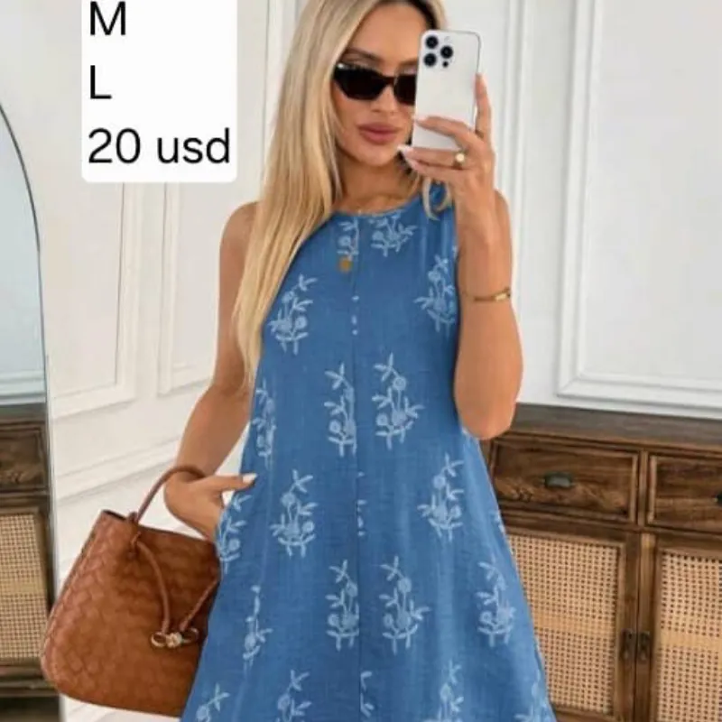 Vestido Azul con estampado