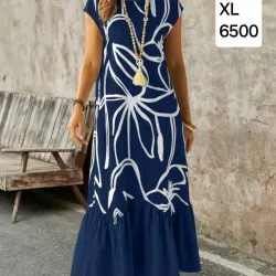 Vestido azul estampado 
