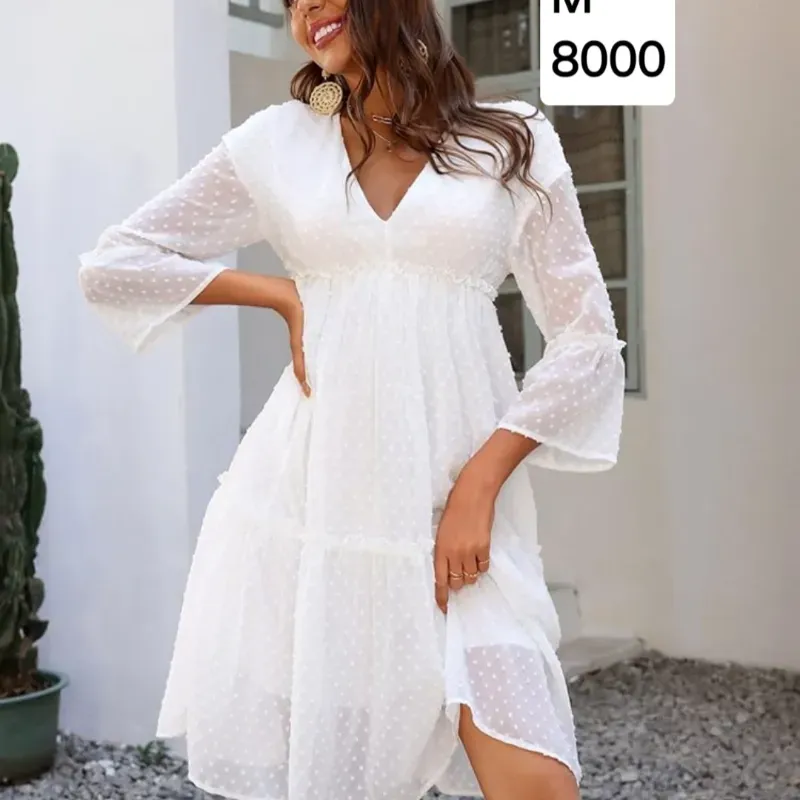 Vestido blanco de mangas 