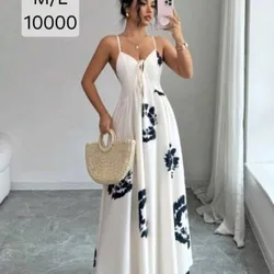 Vestido Blanco estampado largo