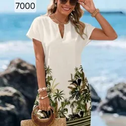 Vestido Blanco estampado palmeras
