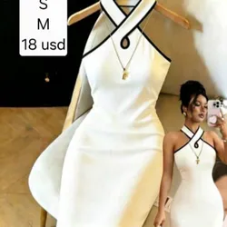 Vestido Blanco filo Negro