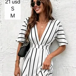 Vestido Blanco rayas Negras