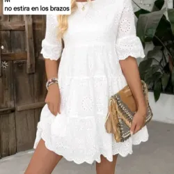 Vestido blanco tira bordada 