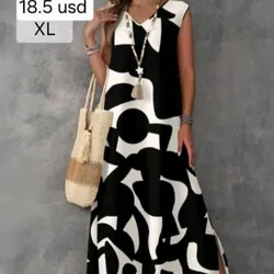 Vestido Blanco y Negro estampado