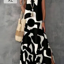 Vestido Blanco y Negro estampado